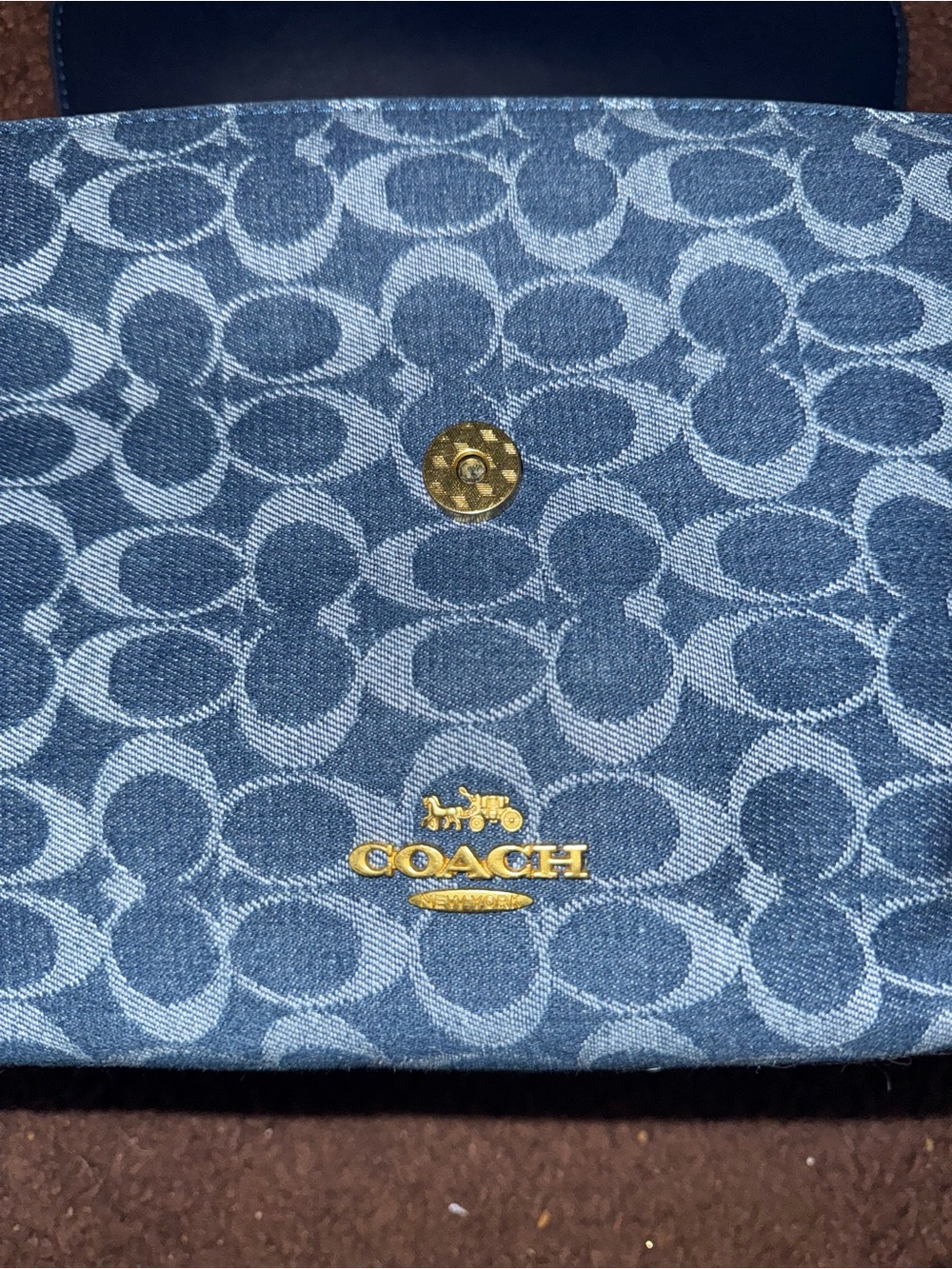 Blue Signature Denim Flap Shoulder Bag - Picture 4 of 11